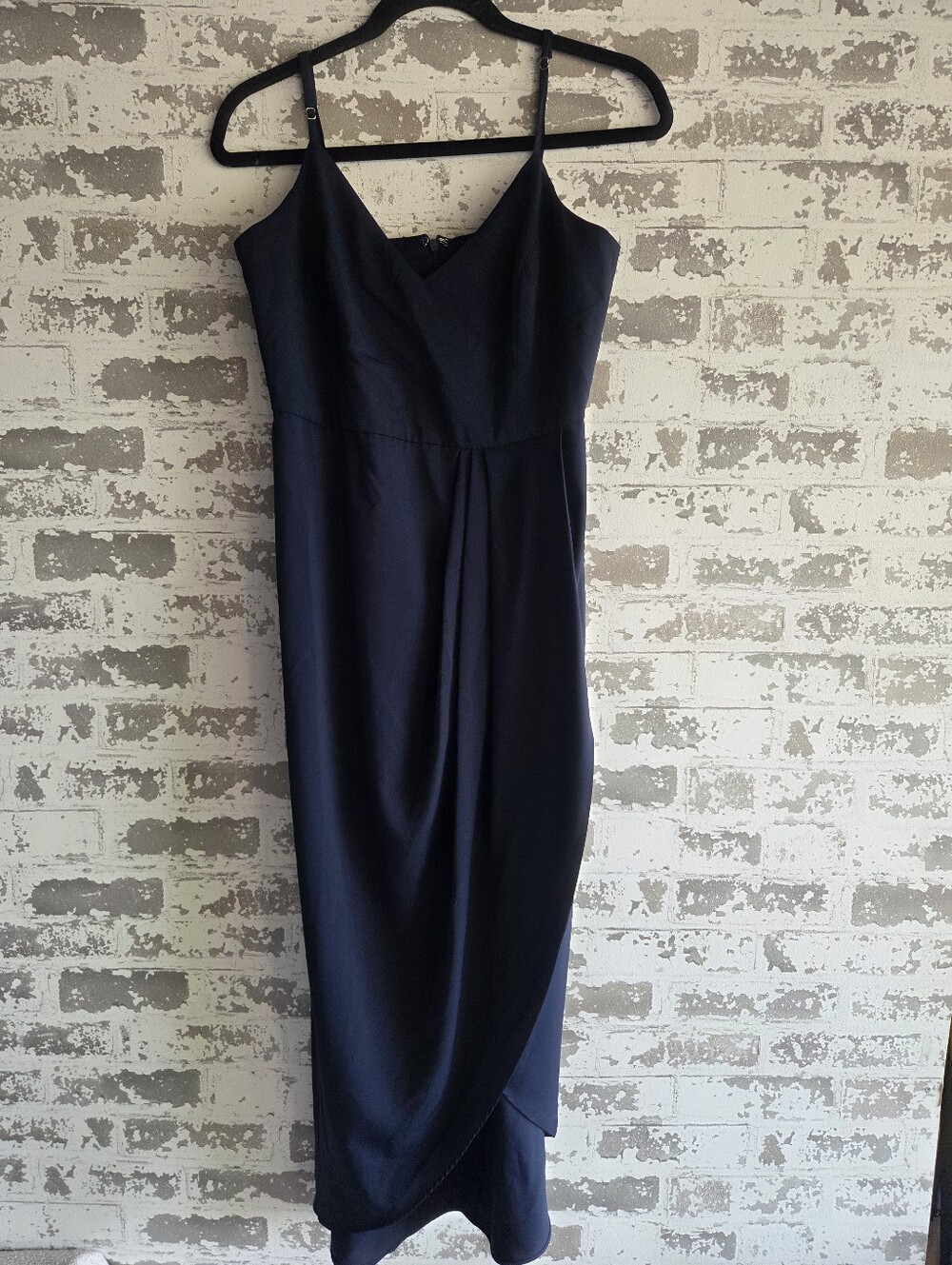 Lulus Navy Blue Pleated Wrap Cocktail Midi Dress M